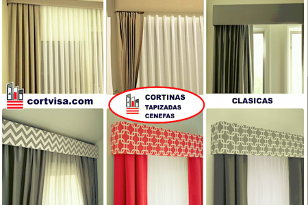 cortinas con galerías tapizadas modernas